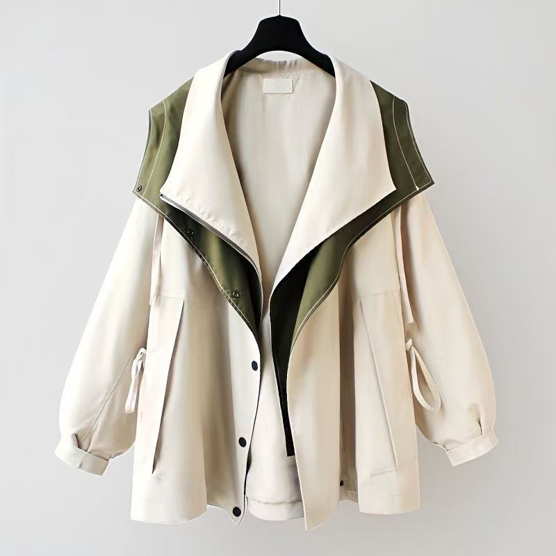 Damen Übergangsjacke Großer Kragen Praktische Taschen Eveloria