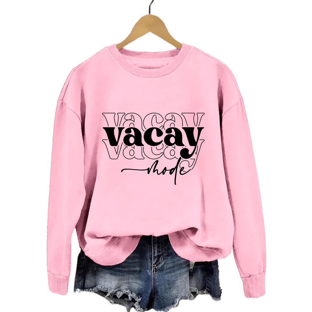 Damen Sweatshirt Lässiger Schriftzug Baumwolle Entspannte Passform