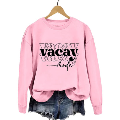 Damen Sweatshirt Lässiger Schriftzug Baumwolle Entspannte Passform