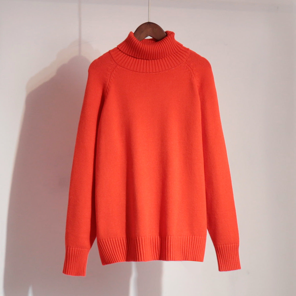 Damen Strickpullover Hochkragen Lässig