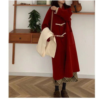 Damen Dufflecoat Praktische Taschen Dekorative Holzknebel