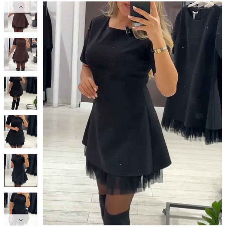 Damen Kleid mit Tüllsaum und schlichter Silhouette Eveloria