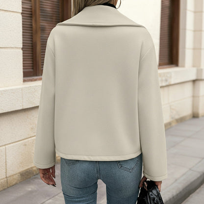 Damen Cropped Jacke Doppelter Knopfleiste Weit Schnitt