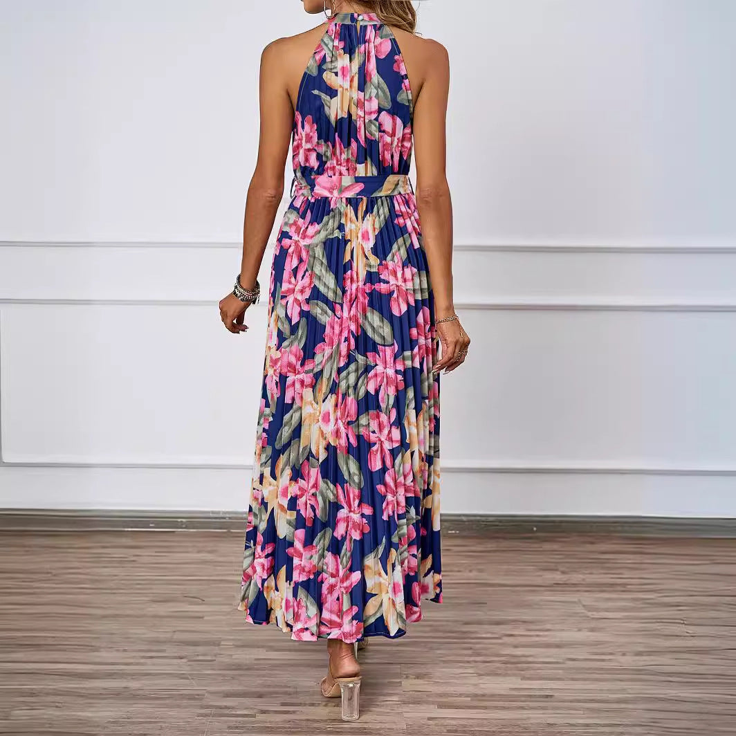 Damen Maxikleid Floralmuster Gerafftes Oberteil