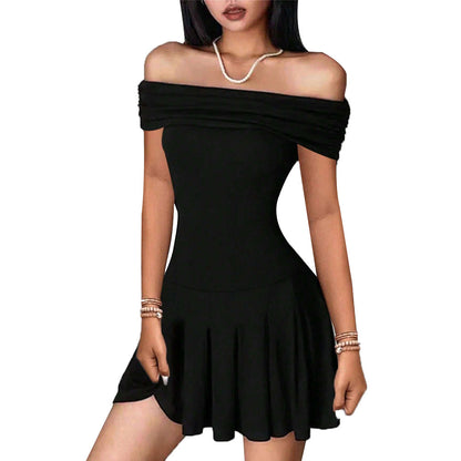 Damen Off-Shoulder Minikleid Wickeldetail Elegantes Design