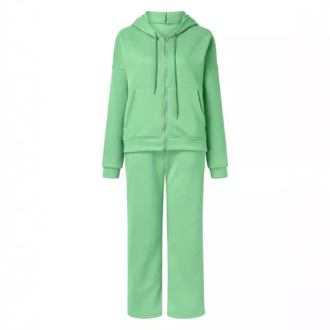 Damen Oversized Hoodie Set mit weiten Hosen Baumwolle Beige