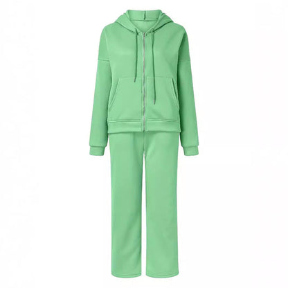 Damen Oversized Hoodie Set mit weiten Hosen Baumwolle Beige