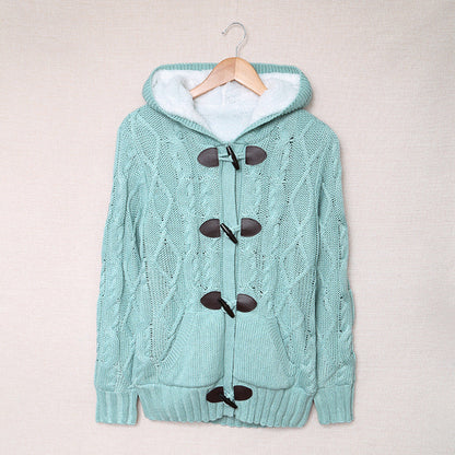 Damen Strickjacke Hochkragen Bequem Grün