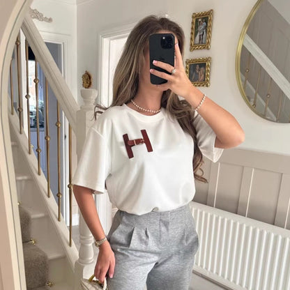 Damen T-Shirt Lässiger Schnitt Weiß