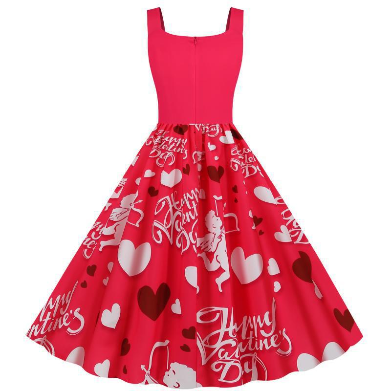 Damen Swing-Kleid Herzmotive Eveloria