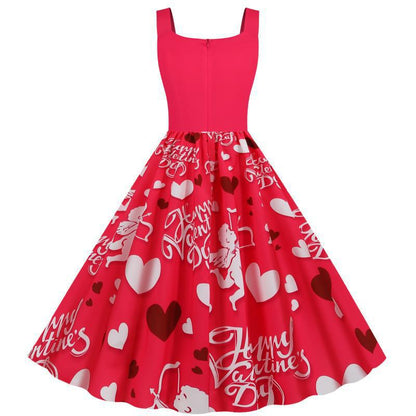Damen Swing-Kleid Herzmotive Eveloria