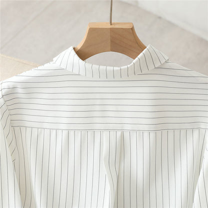 Damen Bluse Langärmlig Feines Streifenmuster Eveloria