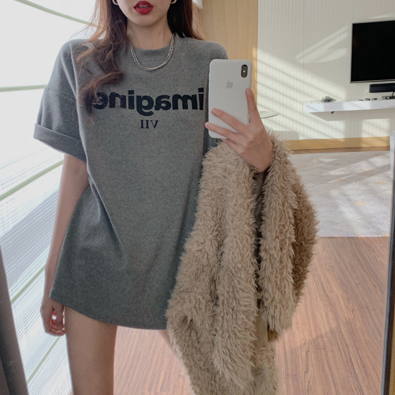 Damen Oversized T-Shirt Baumwolle Lässig Weiß