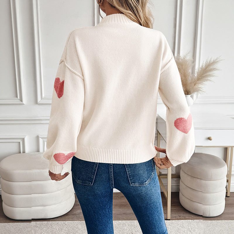 Damen Pullover Herzmotiv Eveloria