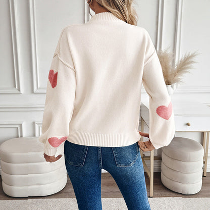 Damen Pullover Herzmotiv Eveloria