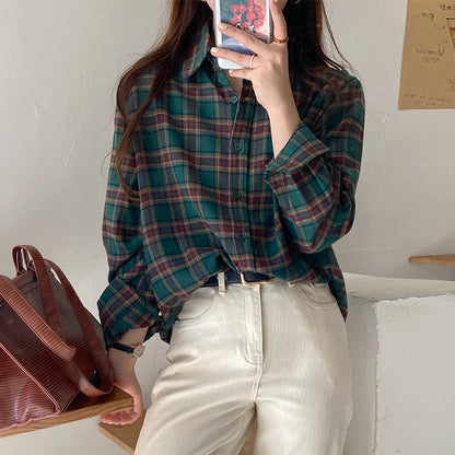 Damen Flanellhemd mit Button-Down-Kragen Weich Eveloria