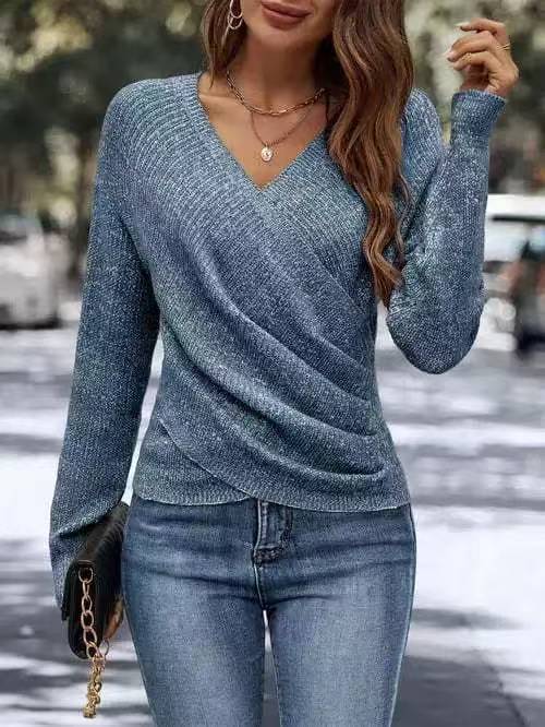 Eveloria Damen Gekreuzter Pullover