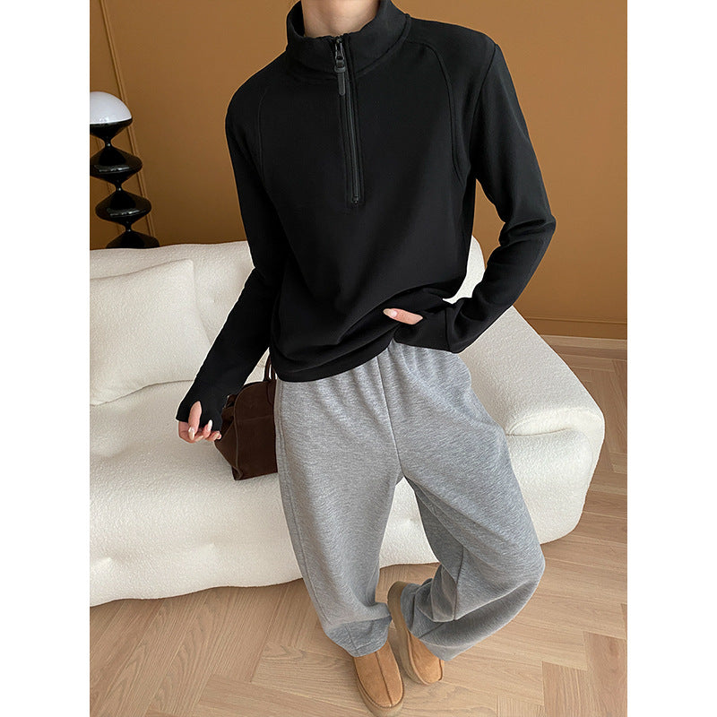 Damen Langärmeliger Pullover Quarter-Zip Elastisch Eveloria