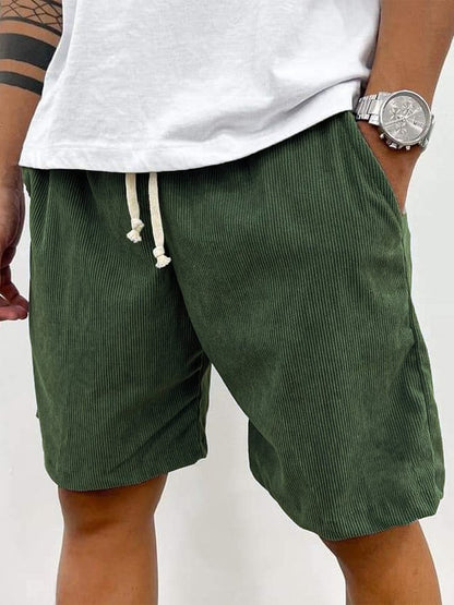 Eveloria Herren Cord Shorts Kordelzug Beige