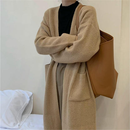 Damen Grobstrickcardigan mit Taschen und modischem Schnitt wird - Eveloria