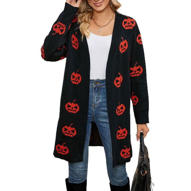 Damen Strickjacke Halloween-Motiv Eveloria