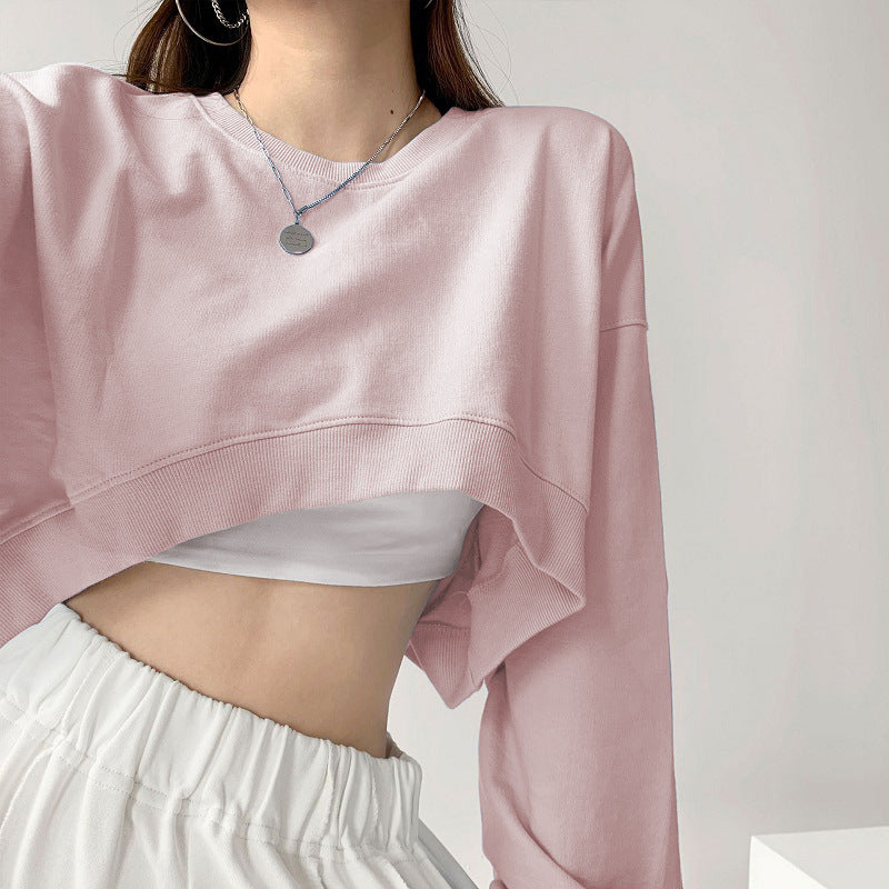 Damen Crop-Sweatshirt Weit Ärmel Modischer Schnitt