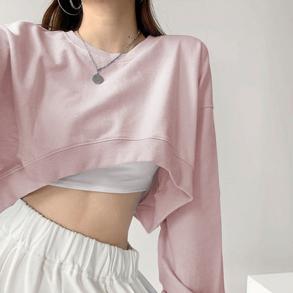 Damen Crop-Sweatshirt Weit Ärmel Modischer Schnitt