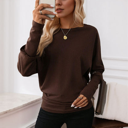 Damen Oversized Longsleeve-Shirt Rundhalsausschnitt Lässig