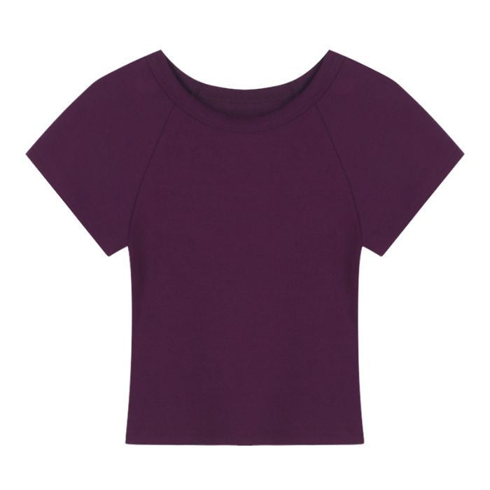 Damen T-Shirt Rundhalsausschnitt Baumwolle Weiß