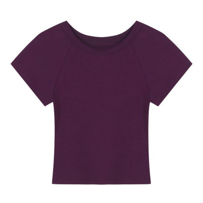 Damen T-Shirt Rundhalsausschnitt Baumwolle Weiß