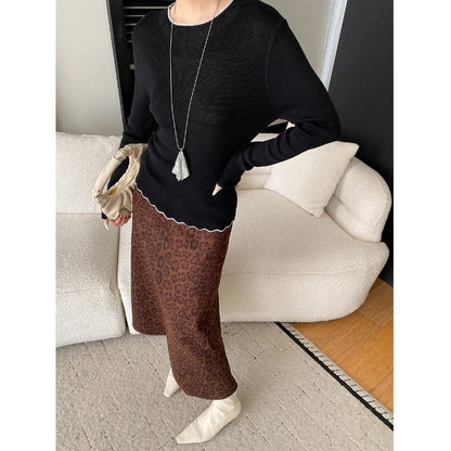 Damen Pullover Wellen-Saum Rippstruktur Eveloria