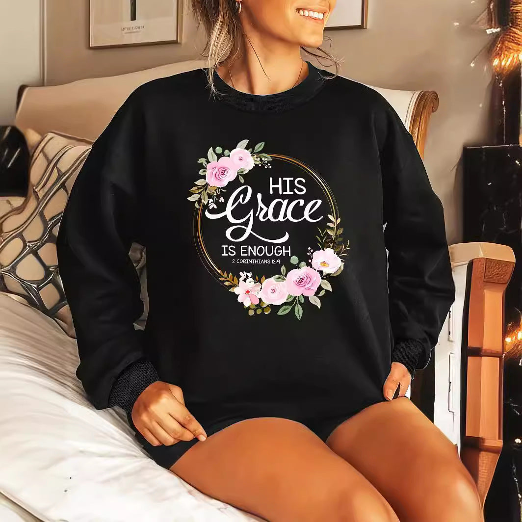 Damen Sweatshirt Florales Design Motivierender Schriftzug Eveloria - Eveloria