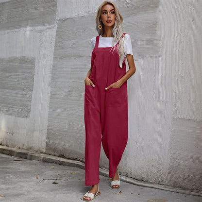 Damen Latzhose Bequem Baumwolle Praktische Taschen Eveloria