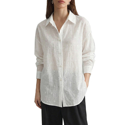 Damen Bluse mit Stickdetails Elegant Lochstickerei