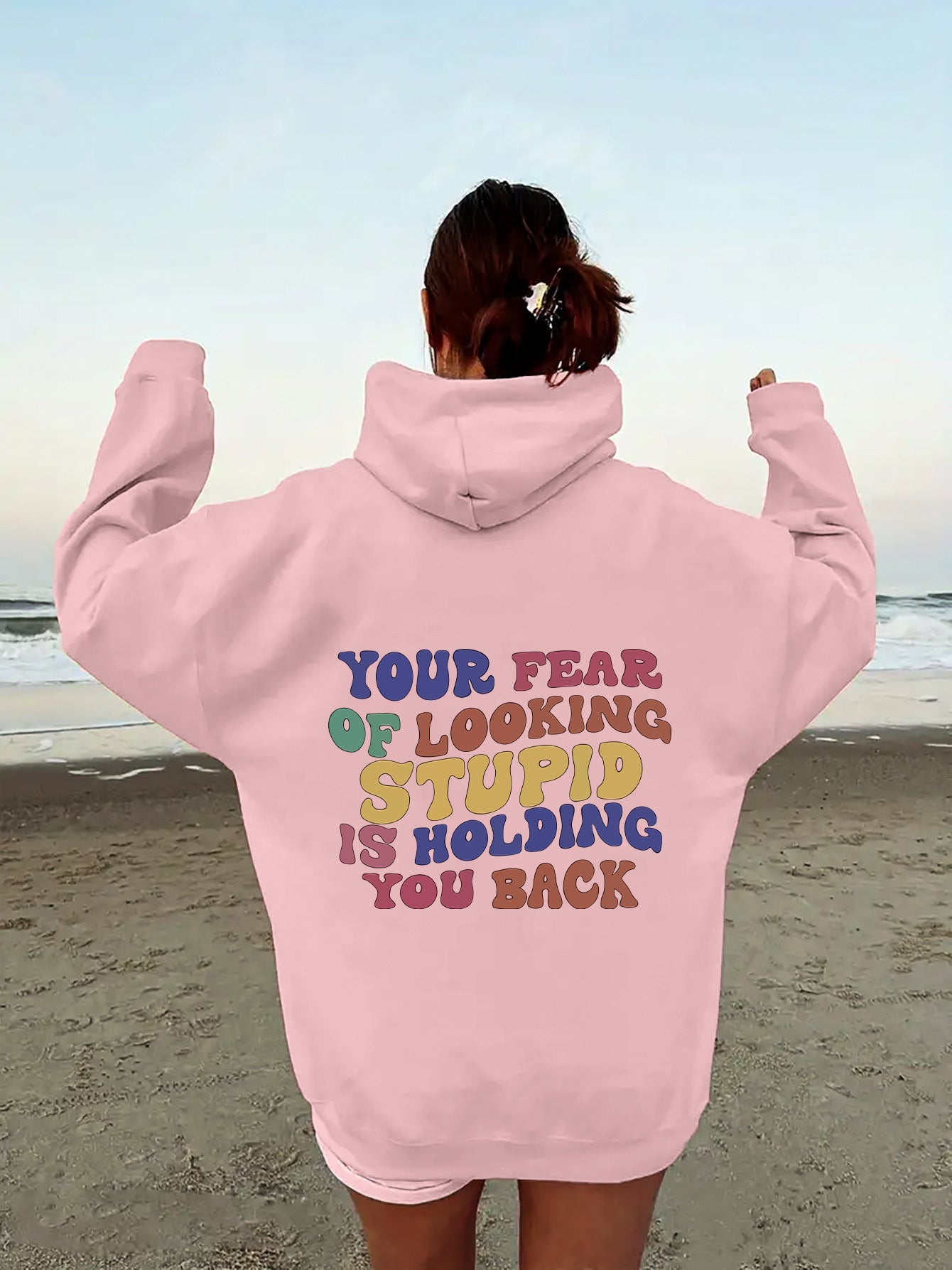 Damen Kapuzenpullover Inspirierender Statement-Druck