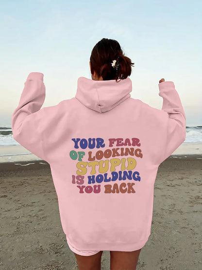 Damen Kapuzenpullover Inspirierender Statement-Druck