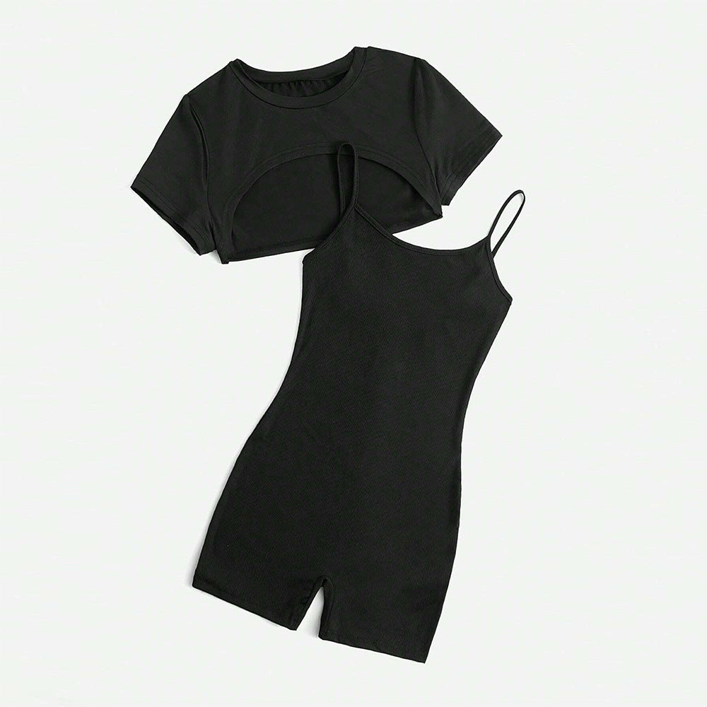Damen Jumpsuit Set Cropped und Shorts Eveloria
