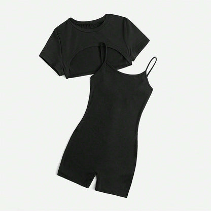 Damen Jumpsuit Set Cropped und Shorts Eveloria