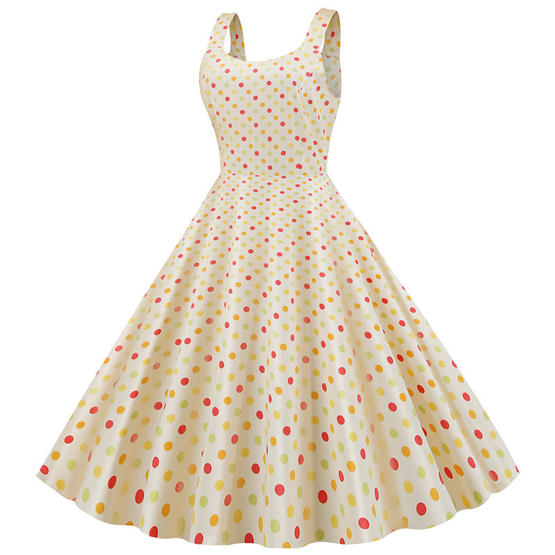 Damen Swingkleid Polka-Dots-Muster schwingend