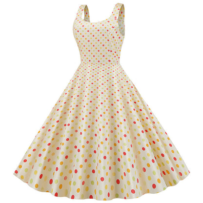 Damen Swingkleid Polka-Dots-Muster schwingend