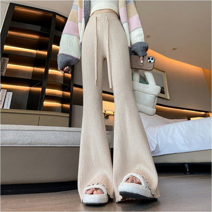 Damen Strickhose Weit Elastischer Bund Bequem Eveloria