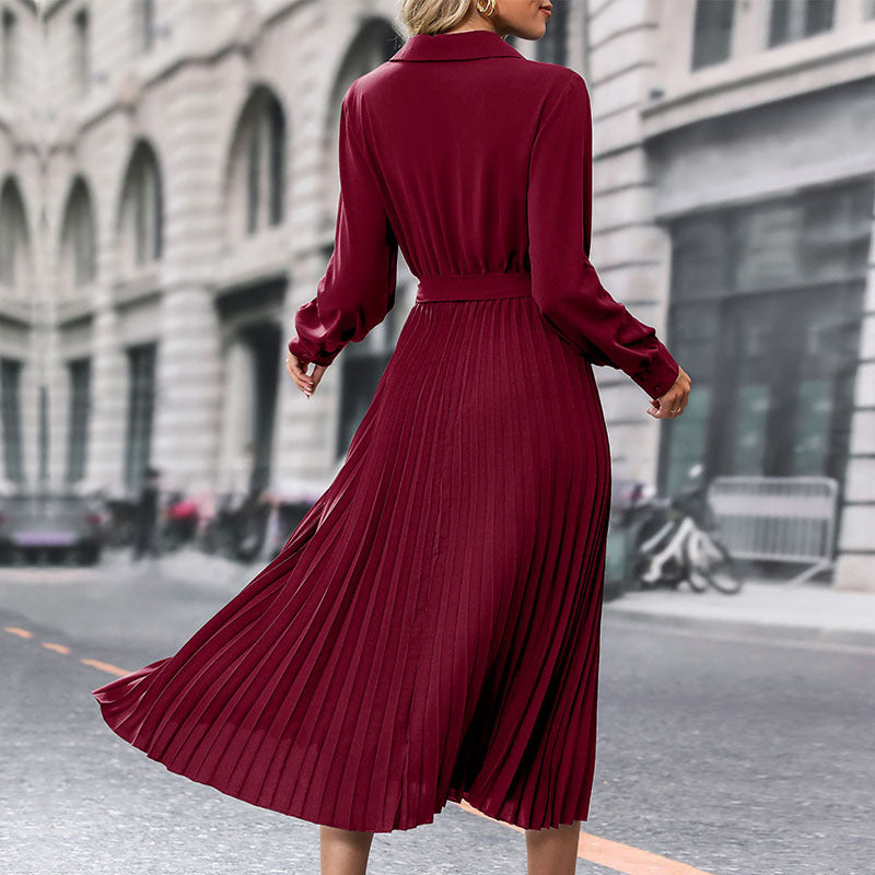 Damen Wickelkleid Elegantes Plissee-Details Eveloria