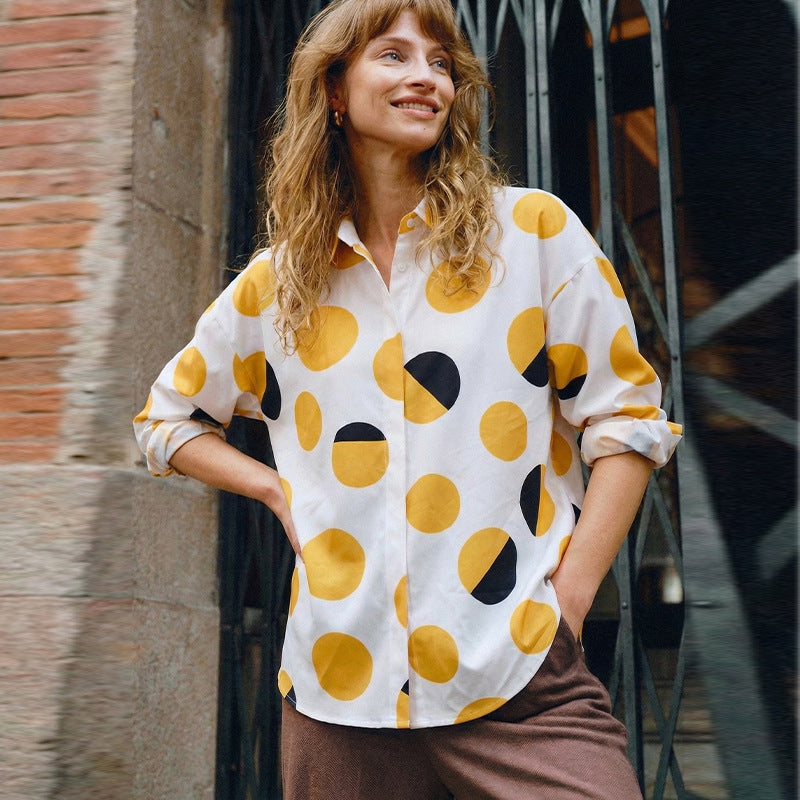 Damen Bluse mit Punkte-Design Ärmel Eveloria - Eveloria