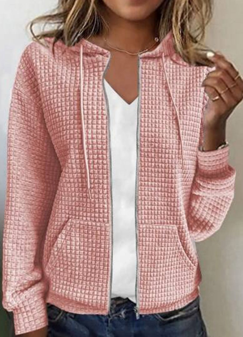 Damen Kapuzenjacke Waffelstruktur Lässig Eveloria