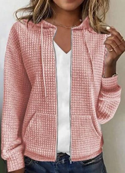 Damen Kapuzenjacke Waffelstruktur Lässig Eveloria