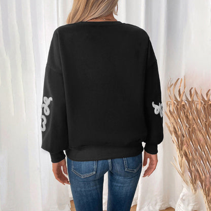 Damen Pullover Herzen-Applikation Locker