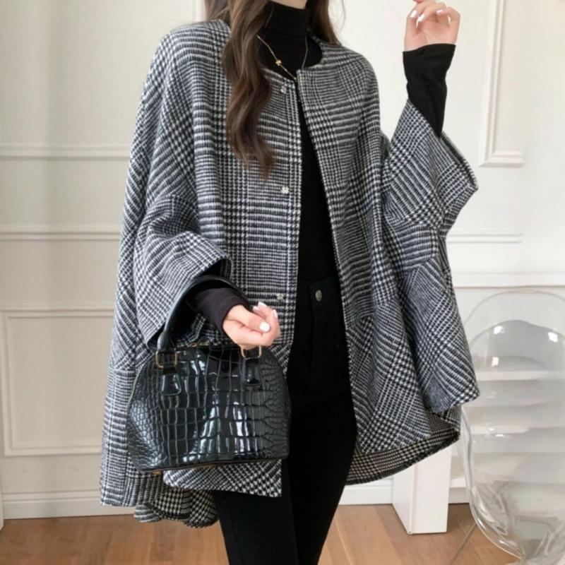 Damen Oversized Cardigan Karomuster Modern Eveloria
