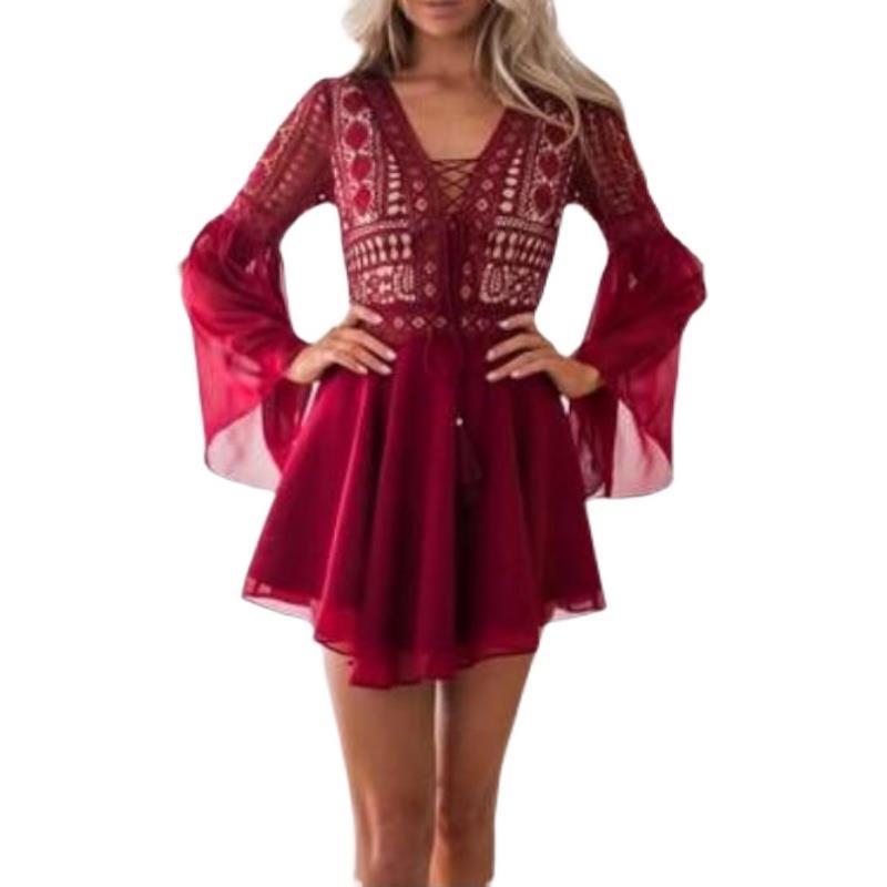 Damen Minikleid V-AusschnittSexy Tiefer Ausschnitt - Eveloria