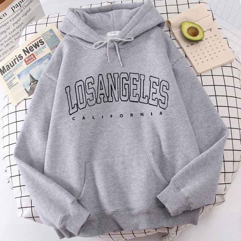 Damen Kapuzenpullover Weiter Schnitt Los Angeles Print