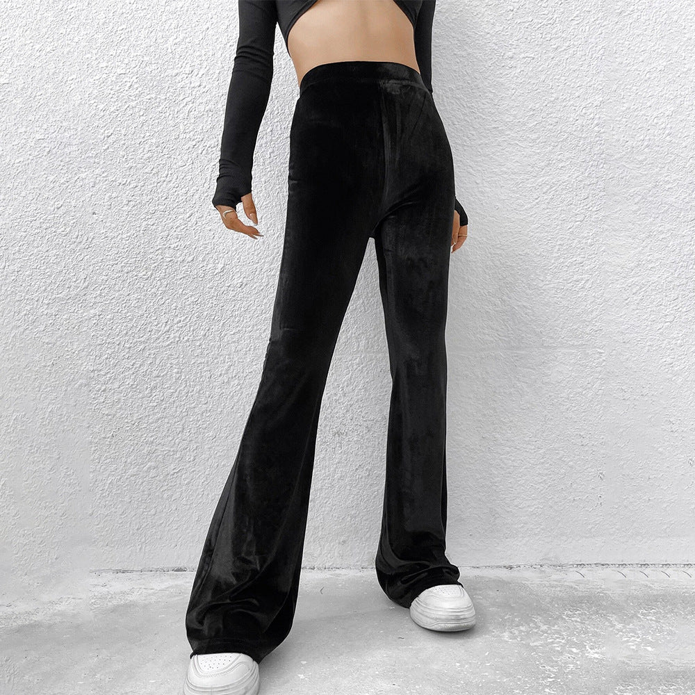 Damen Samthose aus Samt Flared Schwarz - Eveloria